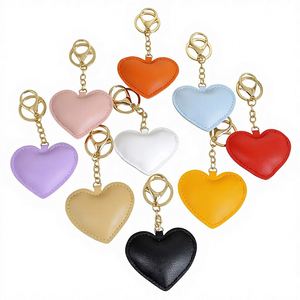 Valentine's Day Gift PU Leather Heart-Shaped Carabiner Keychain & Wrist Strap Couple <b>Bag</b> Charm Accessory - Product Image 1