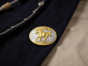 Round Gold Horse Embossed Large Button 4.5cm Luxury Metal Decorative <b>Apparel</b> <b>Accessory</b> - Product Image 2