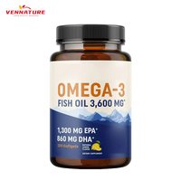 Capsules d'huile de poisson oméga-3 ODM/OEM, supplément EPA DHA, 1000 mg, 3600 mg, capsules d'huile de poisson oméga 3 végétaliennes