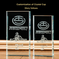 Trophée souvenir en cristal optique de jade verre vierge sculpté et imprimé UV Trophée de compétition sportive avec logo personnalisé