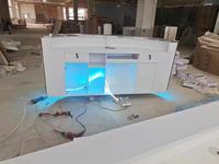 Comptoir de caisse personnalisé, table de réception, bureau d'accueil en acier inoxydable, comptoir de caisse argenté