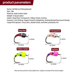 Leurres de pêche à la <span class=keywords><strong>mouche</strong></span> pour truites et achiganes, nymphes à tête de perle en laiton, scuds, insectes, vers, larves de caddis, appâts insectes pour la pêche sur glace, rivière et lac - Product Image 2