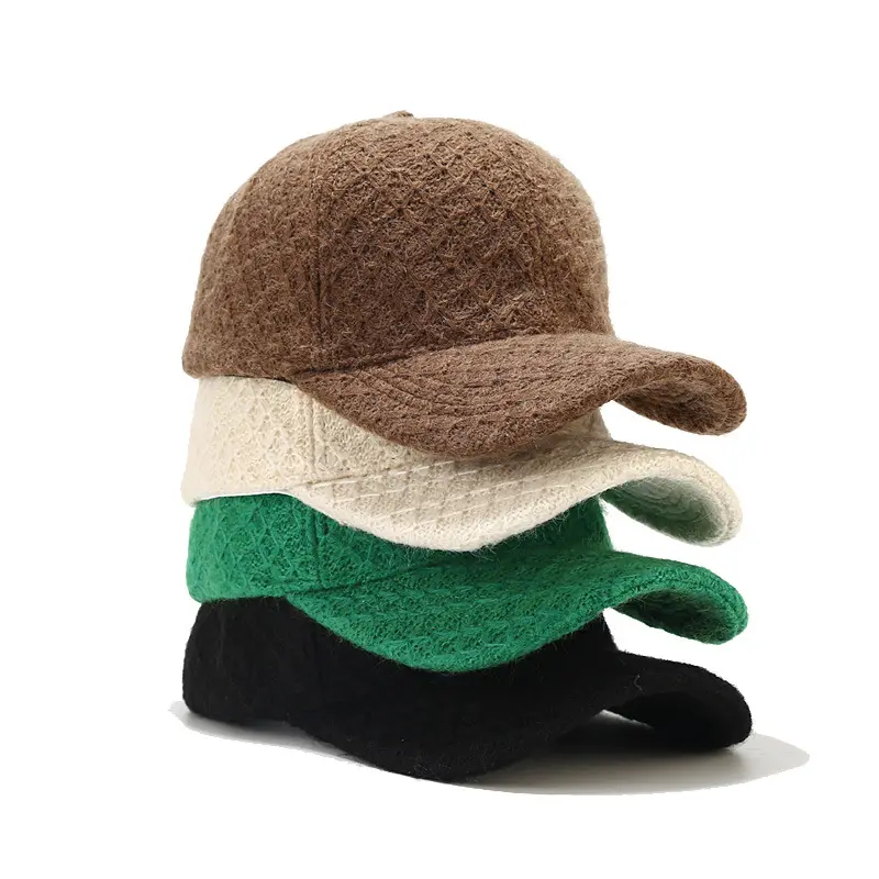 6 Panel Winter Baseball Cap Women Artificial Lamb Wool Hats Plush Warm wool Baseball Caps