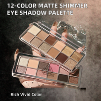 Palette de fards à paupières en poudre minérale cosmétique à label privé, 12 couleurs chatoyantes, imperméables, haute pigmentation, pour carnations claires