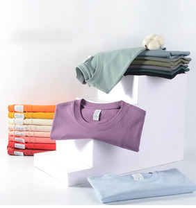 T-shirts en coton uni de gros poids personnalisés avec broderie en gros pour hommes - Product Image 5