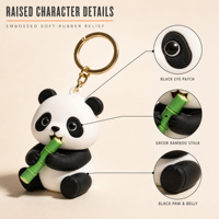 Porte-clés de voiture 3D en PVC souple au design amusant de panda, personnalisable avec votre logo, directement du fabricant