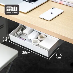 SHIM OYAMA Hidden Self-Adhesive Under Desk Organizer für kleine Schubladen Schiebe schubladen aufsatz Kunststoff-Schreibtisch zubehör box