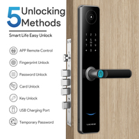 Serrure de porte intelligente WiFi Locstar Dropshipping Tuya avec déverrouillage par empreinte digitale, mot de passe et carte pour porte en bois - Matériau en alliage d'aluminium