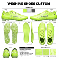 Chaussures de football à tige basse vert fluorescent en PU, crampons FG à pointes longues, semelle intermédiaire en TPU, pour toutes les saisons