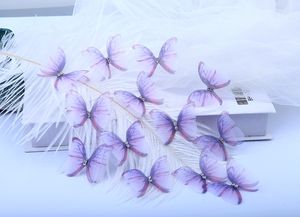 Gradient Color 3D Perlé Papillon Appliques 50mm Translucide En Mousseline De Soie Organza Tissu avec Perles pour Party Decor Doll Embellis - Product Image 2