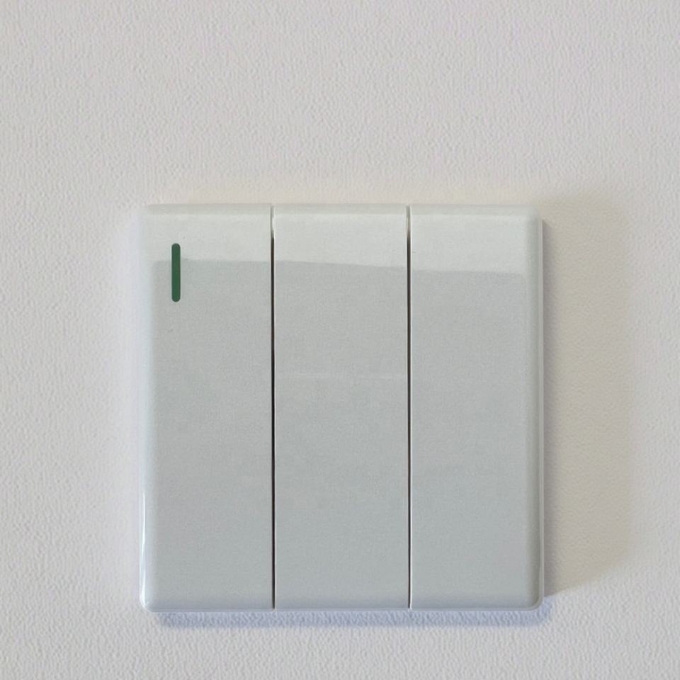 VNX UK Standard Luxury Large Panel Modern Style White Electric 3 Gang High Quality Wall Switches for Home Hotel