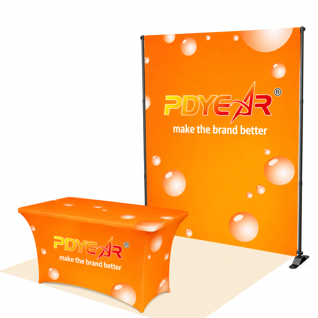 Free Design Advertising Adjustable Custom Logo Print Trade Show Display Exhibition Aluminum Telescopic Backdrop Banner Stand