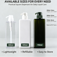 Flacon pompe pour gel douche, flacon en plastique carré, flacon de lotion PETG 650 ml, flacon de désinfectant pour les mains, pour cosmétiques