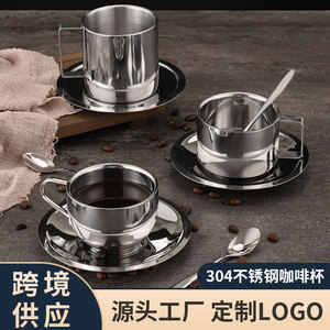 European Style 304 Stainless Steel Coffee Cup <b>Double</b> <b>Walled</b> Anti Scalding With Saucer Set For Tea And Coffee - Product Image 5