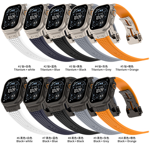 RYB Nuovo Cinturino di Lusso in FKM per <span class=keywords><strong>Apple</strong></span> <span class=keywords><strong>Watch</strong></span> <span class=keywords><strong>Serie</strong></span> 10 7 8 9, Morbido Cinturino Sportivo in Silicone per Smartwatch, Misure 46mm 42mm 49mm - Product Image 3
