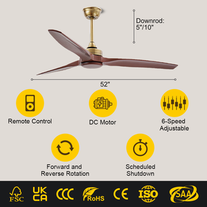 # Ventilador de Techo Decorativo de 52 Pulgadas con Aspas de ABS y Motor BLDC, con Control Remoto, para Uso en Hogar y Hotel, Modelo 2816 Source Factory - Product Image 2