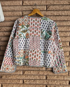 New Arrival 100% Handmade Cotton Quilted Jacket Floral Pattern Casual Boho Style for Women Winter Coat Soft - Product Image 5