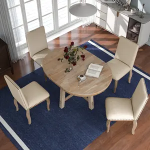 Free Shipping Farmhouse Dining Table Set 5 Piece Home Furniture Modern Round Dining Chairs Kitchen Table Dining Room