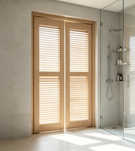 Par de Persianas de Madera con Acabado Teñido, Operación Manual, Diseño Rectangular Minimalista, para Dormitorio, Marca EFS, 1 Año de Garantía - Product Image 2