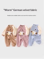 Combinaison pour bébé unisexe, printemps, automne, hiver, en flanelle thermique, sous-vêtement pour nouveau-nés, combinaison à manches longues, pyjama chaud pour bébés, éléphant