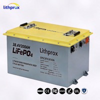 Batterie LiFePO4 38,4V 200Ah Grade A 6000 cycles, batterie lithium RV à décharge profonde, BMS intelligent RS485, borne M8, CE RoHS IP67, OEM ODM