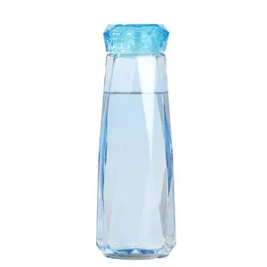 钻石杯罗纹水杯定制Logo磨砂玻璃杯七彩玻璃水瓶作为礼品厂家供应