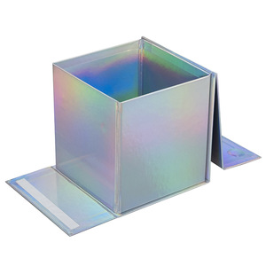 Universal Package <b>Box</b> Foldable Square Flip Shiny <b>Silver</b> Cardboard Magnetic <b>Box</b> for Gift Packaging - Product Image 5