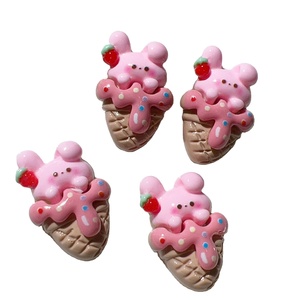 100 pièces/sac ours lapin chat <span class=keywords><strong>grenouille</strong></span> crème glacée résine breloques pour Slime Mobile étui porte-clés bricolage artisanat décoration - Product Image 1