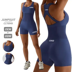Customized Women's Yoga Bodysuit Seamless One Piece Tummy Control Jumpsuit Activewear Rompers Sports Workout Playsuits