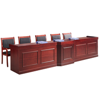Juego de Mesa y Sillas de Conferencia de Madera Roja, Mesa de Sala de Juntas Ejecutiva para Muebles de Sala de Reuniones de Oficina