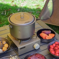 Marmite de camping en titane de grande capacité 2000 ml avec grille de cuisson vapeur, ustensile de cuisson léger pour l'extérieur, équipement de randonnée