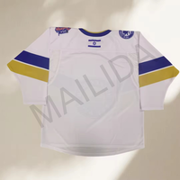 Maillot de hockey sur glace Maillots de hockey Rayures sublimées Patchs en sergé Logo de l'équipe Maillot de hockey Broderie personnalisée Uniforme de hockey sur glace