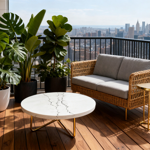 Chất lượng cao hiện đại chân vàng trắng thạch anh đá Bàn cà phê thủ công bằng đá cẩm thạch hàng đầu Trung tâm bảng nhà và khách sạn trang trí - Product Image 2