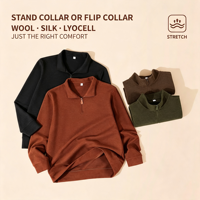 Sweat-shirt imprimé minimaliste pour homme, 280G, col montant zippé, doux et chaud, à manches longues, pull décontracté polyvalent, Printemps 4