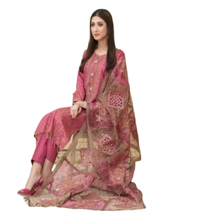 Trajes Étnicos Pakistaníes para Mujer, Shalwar Kameez de 3 Piezas, Algodón, Estilo Formal, Secado Rápido, para Todas las Temporadas, Adulto - Product Image 5