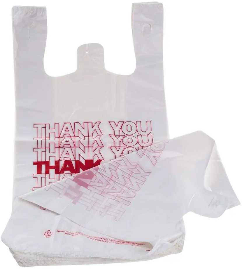 RTS 1000 paket 11.5*6.5*21 inç beyaz teşekkür ederim T Shirt plastik alışveriş çantaları