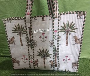 Bolsos de Mano de Algodón, Bolso de Mano de Tela Acolchada Estampada, Bolso de Mano de Lona con Estampado de Leopardo Simple y Moderno - Product Image 2