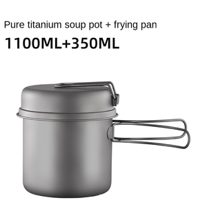<span class=keywords><strong>Set</strong></span> di Pentole da Campeggio in Titanio Ultraleggero 1100ml 1600ml, Utensili da Cucina Leggeri con Manico Pieghevole per Escursionismo e Backpacking - Product Image 1
