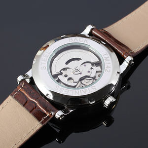 Montre mécanique automatique pour homme, design rétro, bracelet en acier inoxydable et cuir, style sport décontracté, vente en gros - Product Image 4