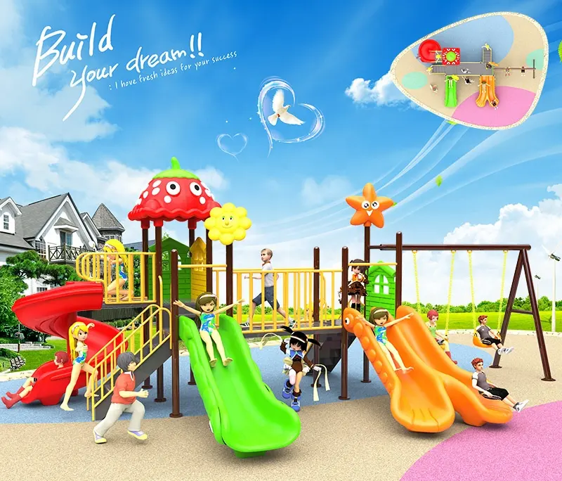 QiaoQiao große Plastik rutsche und Schaukel Outdoor-Spielplatz Kinder Outdoor-Spielgeräte Rutsche für Kinder