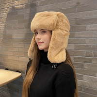 Chapeau Aviateur Unisexe en Peluche Épaisse, Chaud Hiver, Style Russe Ushanka, Bonnet avec Cache-Oreilles, Style Trapper, pour l'Extérieur