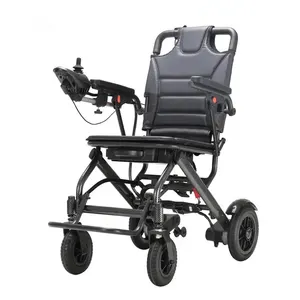 Kursi roda listrik serat karbon portabel 16KG, kursi roda listrik lipat untuk ringan dengan motor servo