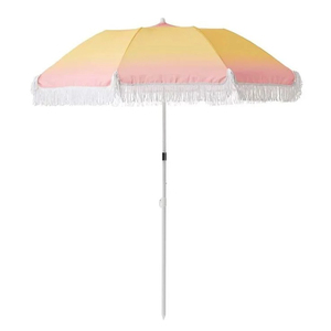 Оптовая продажа, Дешевые Рекламные солнцезащитные зонты с защитой от УФ-лучей, пляжные зонтики, пляжные зонтики с кисточками, пляжные зонтики с логотипом - Product Image 2