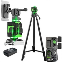 Niveau laser vert portable avec projection de lignes croisées auto-nivelantes, trépied, support magnétique et étui de transport pour la construction