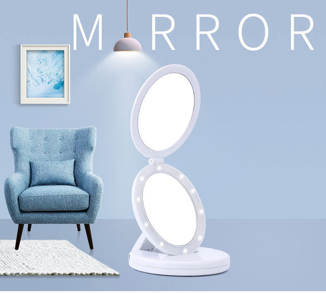 Custom Logo Three Panel Folding Mini Makeup Mirror with 1X-10X Magnifying Pocket Mirrors Handheld Makeup Vanity with Mirror