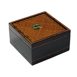 Bamboo Craft Storage Box With <b>Jade</b> <b>Ring</b> Lid For Jewelry Chinese Style 1-3L Capacity - Product Image 5