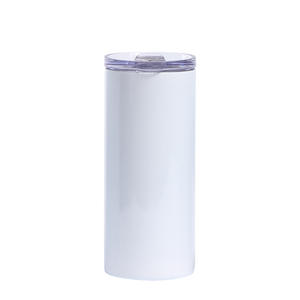 15oz White Sublimation Blank Straight Skinny Tumbler with Lids and Straw - Product Image 3