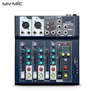 New model F4 Mixer Audio professional digital interface sound card with 4 Channels 48V phantom power for Studio Recording