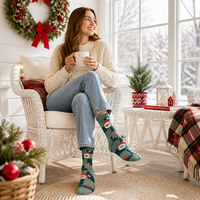 Chaussettes chaudes pour enfants à motif renne et Père Noël sur mesure, avec logo de marque personnalisé, tricotées et respirantes