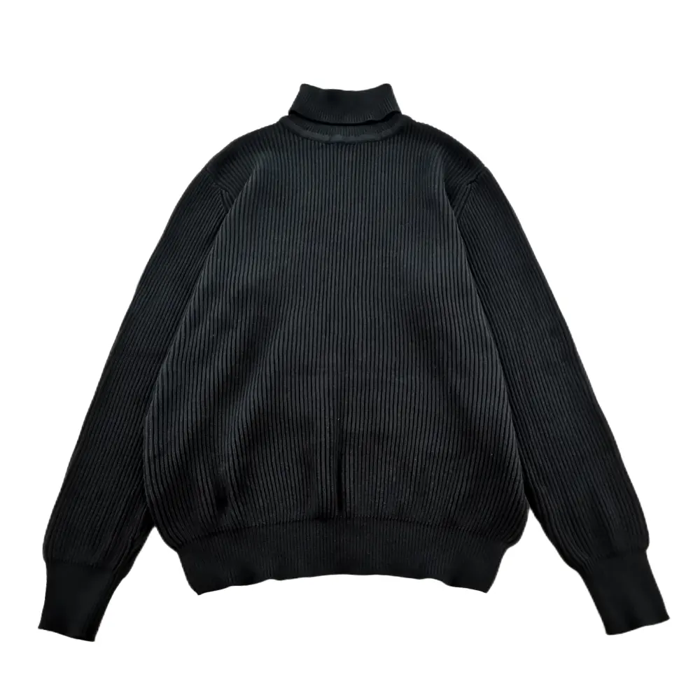 Custom Wholesale All Black Sweater Men Turtleneck Knit Sweater Plain Solid Men Sweaters